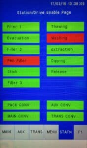 Screen of PLC for Ice Cream Candy Making Machine interfaced with Conveyor Servo Drives